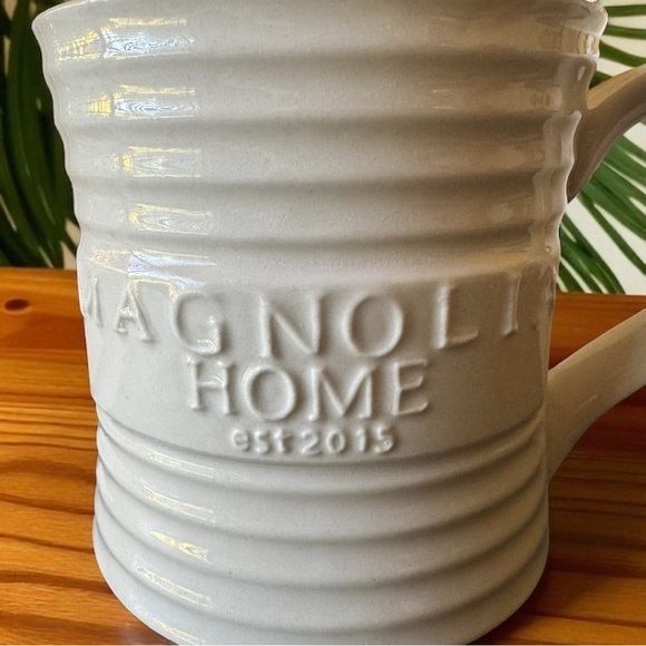 Magnolia Home Embossed Ceramic Mug – Ribbed White Stoneware - Picture 10 of 11